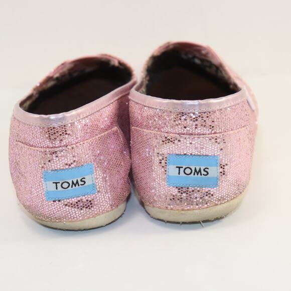 TOMS Women’s Size 12 Pink Glitter Classic Slip-On Shoes - Picture 2 of 6